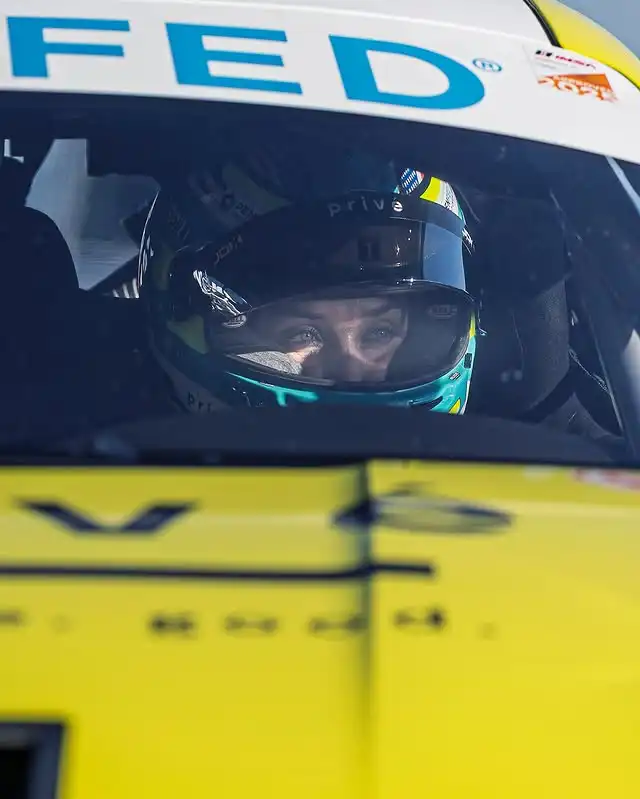 Sabré Cook in Her Racing Car