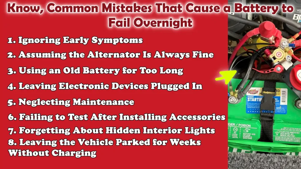 Know, Common Mistakes That Cause a Battery to Fail Overnight